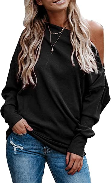 Dokotoo Off-Shoulder Batwing Sweatshirt