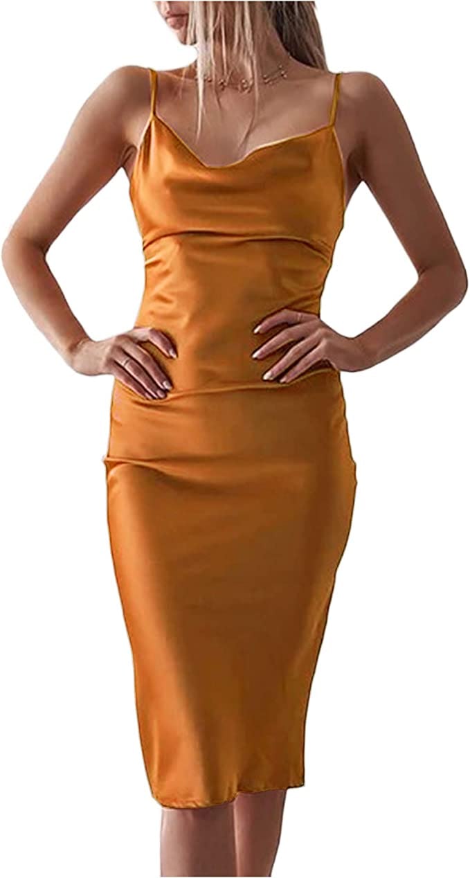 xxxiticat Cowl Neck Satin Dress