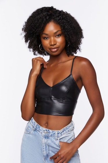 faux leather bustier top