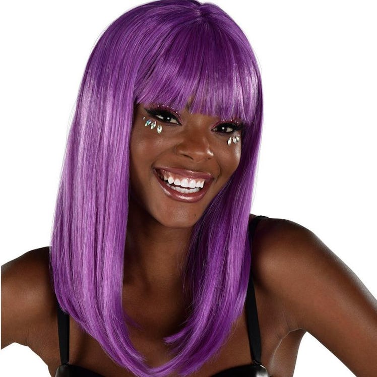 long purple wig