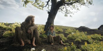 Daniel Weyman as The Stranger and Markella Kavenagh as Elanor "Nori" Brandyfoot in The Lord of the R...