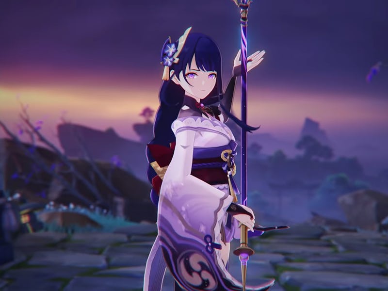 Raiden Shogun holding spear