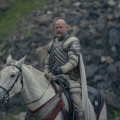 Graham McTavish on a white horse in the 'House Of The Dragon' Series