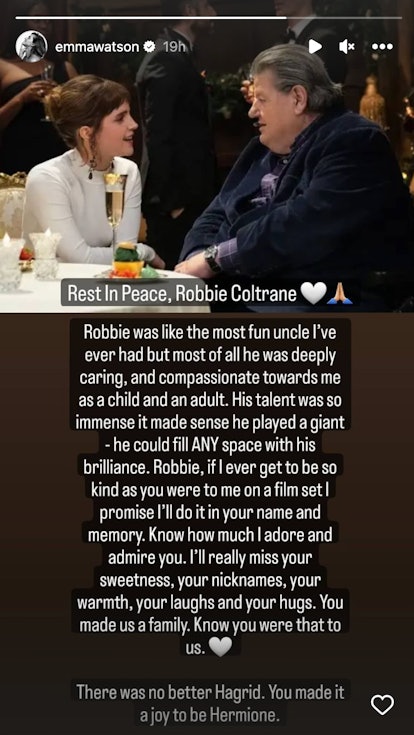 'Harry Potter' stars posted tributes to Robbie Coltrane after his death.