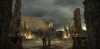 Amicia and Hugo de Rune walking in the attacked town, filled with burned bodies of people