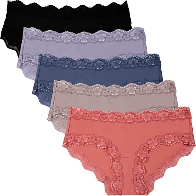 ADOVAKKER Lace Trim Hipsters (5-Pack)