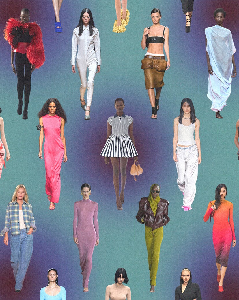A collage of the biggest trends, as seen on the Spring 2023 runways