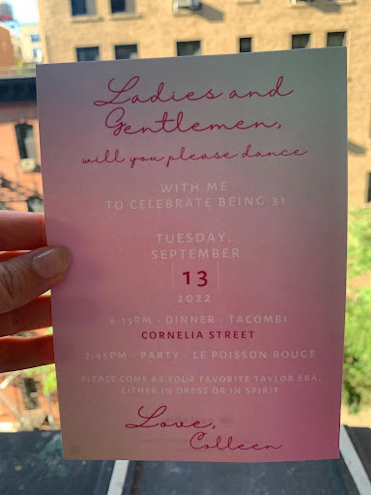 The invitations at my Taylor Swift party.