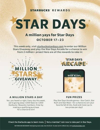 Starbuck's Star Days 2022 offer 1,000 daily bonus Stars and arcade games.