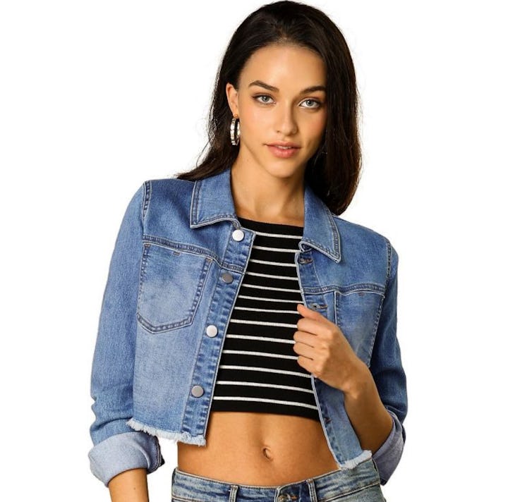 This cropped jean jacket is a great 'Legally Blonde' Halloween costume.