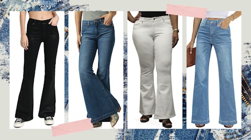 Four best bell-bottom jeans out of the best nine in black, blue and white 