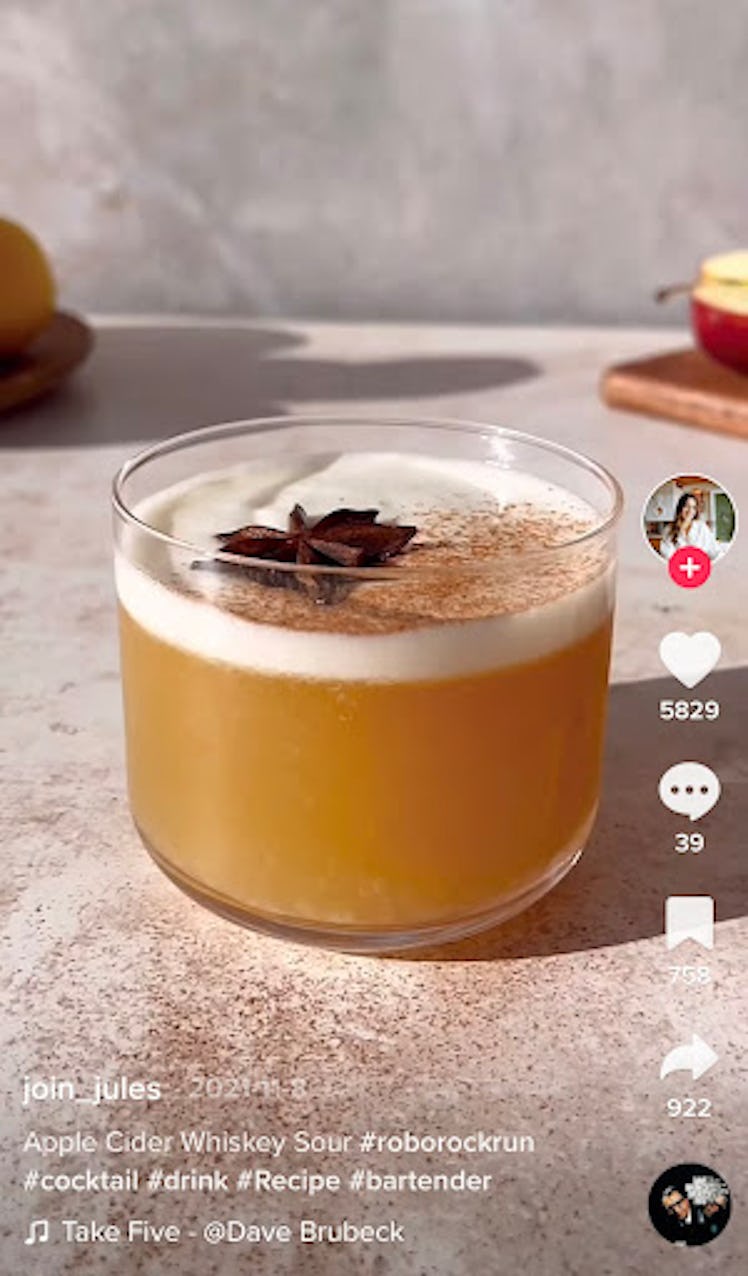 This apple cider whiskey sour is a TikTok recipe.