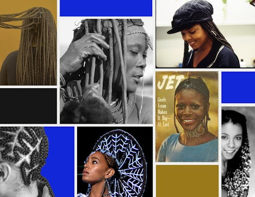 collage of women in braided hair