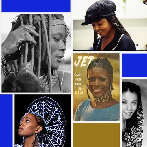 collage of women in braided hair