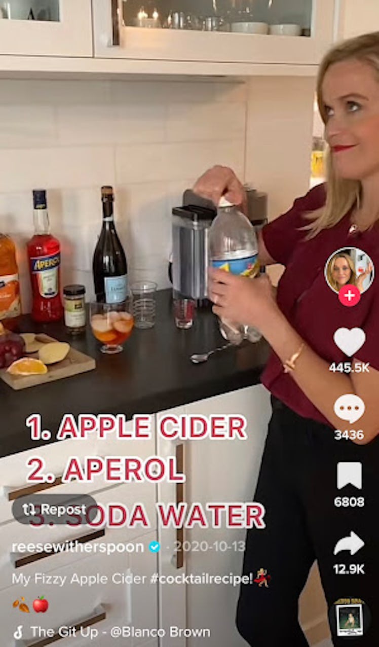 This aperol cider recipe from Reese Witherspoon is a TikTok cocktail recipe.