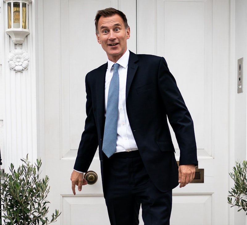 Jeremy Hunt, Chancellor of the Exchequer, outside his London home in October 2022