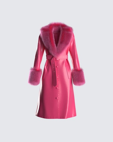 This pink coat is perfect for a 'Cinderella Story' Halloween costume.