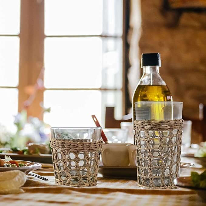 MadeTerra Wicker Woven Cup Holders (6-Pack)