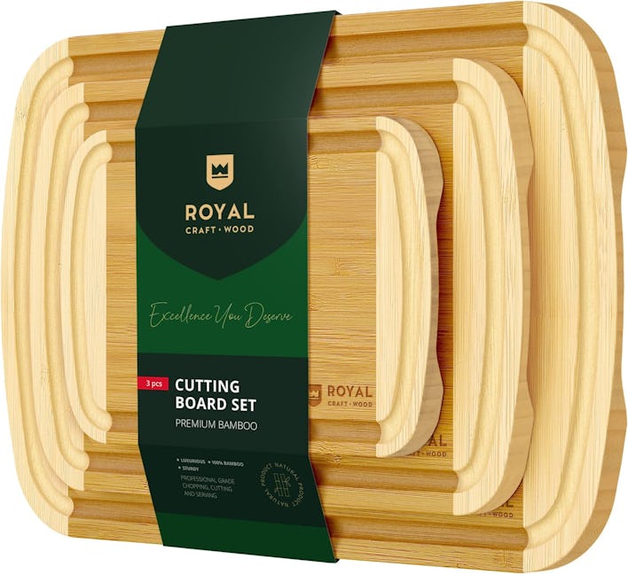 Royal Craft Wood Bamboo Cutting Boards (Set of 3)