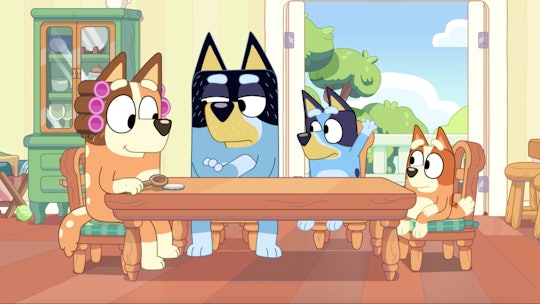 The Heeler family sits around the kitchen table in "Family Meeting."