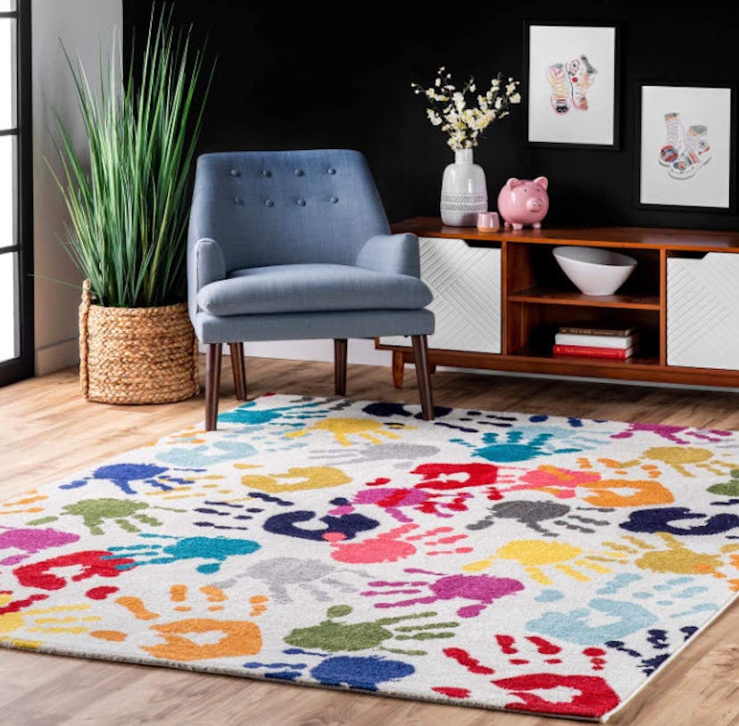 nuLOOM Pinkie Handprint Nursery Kids Area Rug