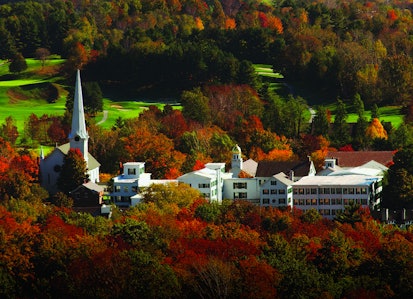 An aerial view of the  The Equinox Golf Resort & Spa during autumn