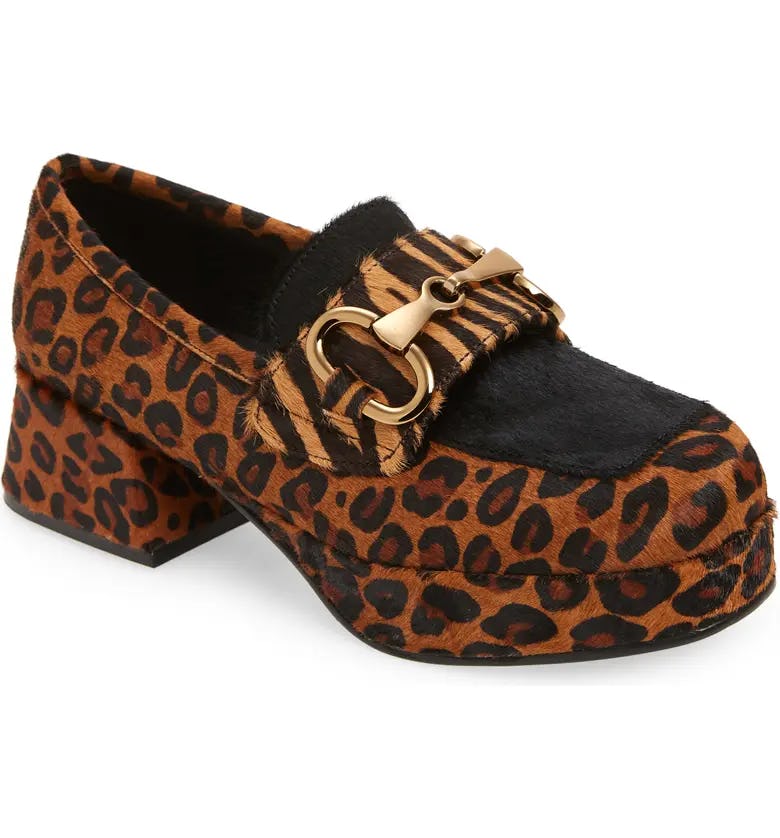 Jeffrey Campbell Student Genuine Calf Hair Platform Loafer