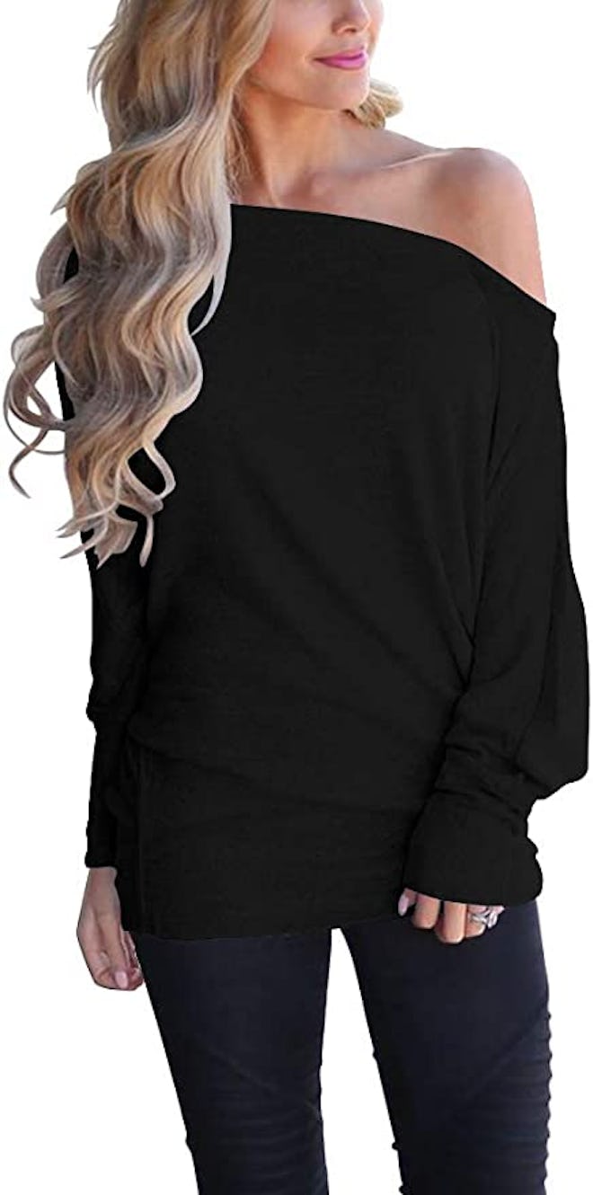 INFITTY Off-Shoulder Pullover Sweater