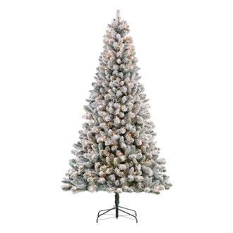 7.5-Foot Pre-Lit Flocked Frisco Pine Artificial Christmas Tree