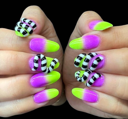 8 'Beetlejuice' Nail Art Ideas For Halloween