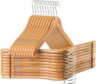 ZOBER Wooden Hangers with Rubber Grips (10-Pack)