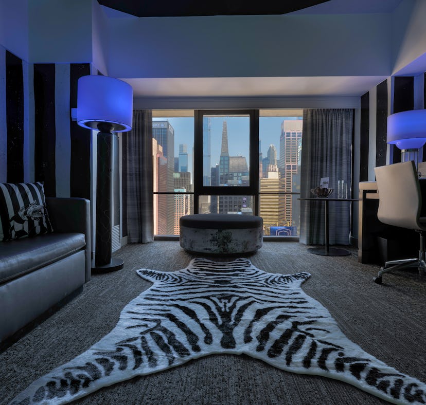 The 'Beetlejuice' suit in New York City at The New York Marriott Marquis has props from the movie.