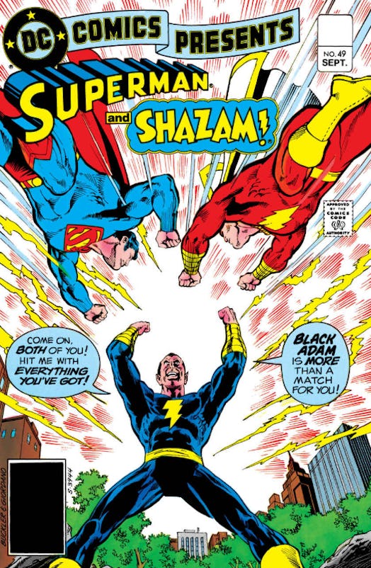 Black Adam versus Superman and Shazam