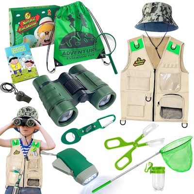 Outdoor Explorer Kit & Bug Catcher Kit with Vest, Outdoor Toy Kids Binoculars, Magnifying Glass, But...