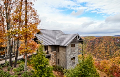 The outside view of the Primland, Auberge Resorts Collection house during autumn