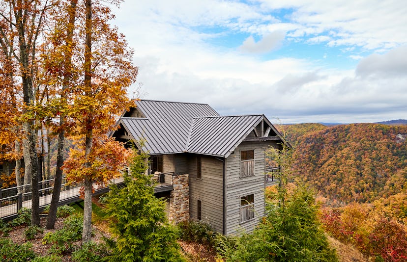The outside view of the Primland, Auberge Resorts Collection house during autumn