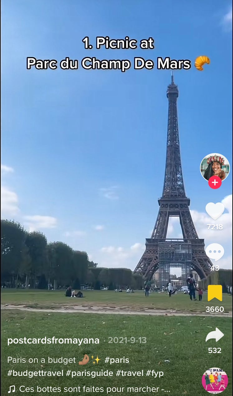 A TikToker sharing things to do with 1 day in Paris.