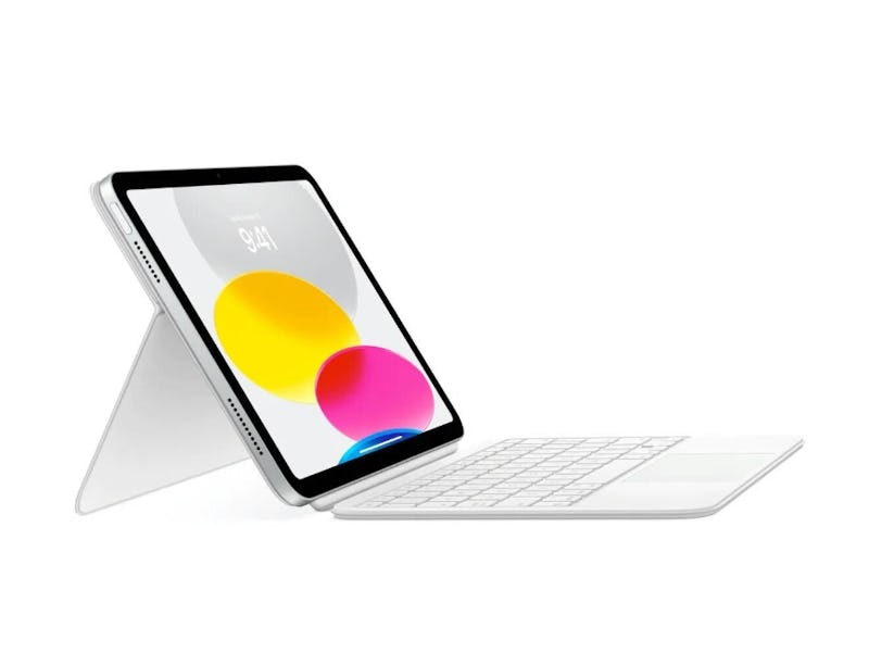 The iPad connected to the Magic Keyboard Folio.