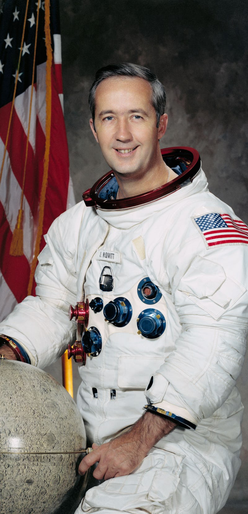 Jim McDivitt portrait in a white space uniform