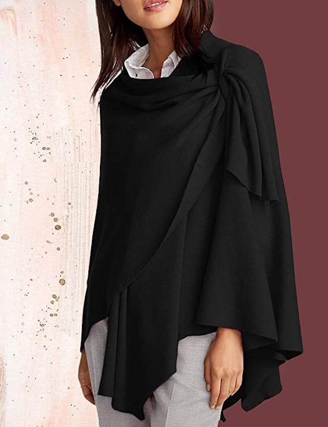 PULI Large Cross Front Poncho Sweater