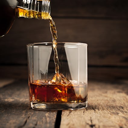 Whiskey being poured into a glass 