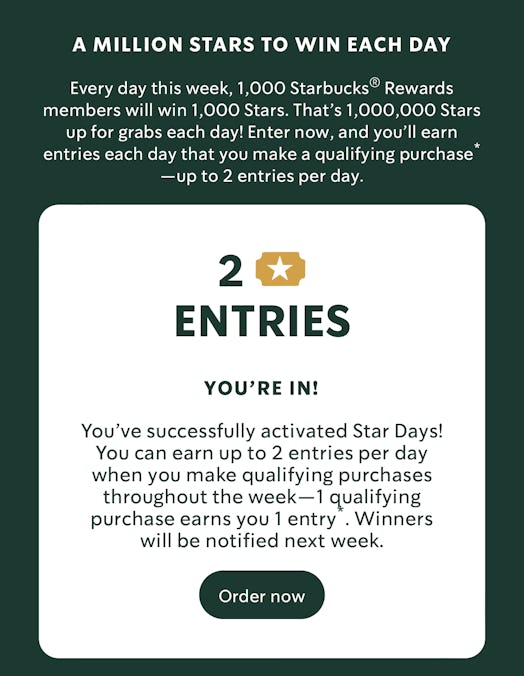 Starbucks' Star Days 2022 offers 1,000 daily bonus Stars and arcade games.