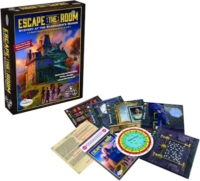 Families must uncover clues and hidden objects to escape in this cooperative board game.