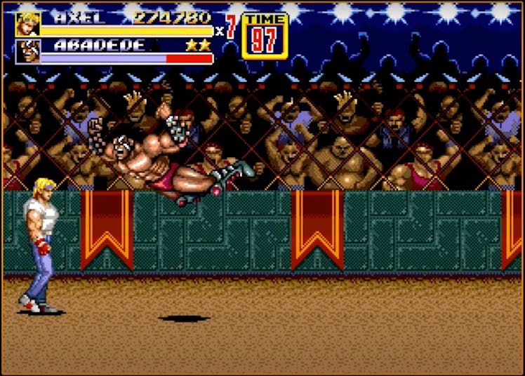Axel during a fight in "Streets of Rage 2" video game 