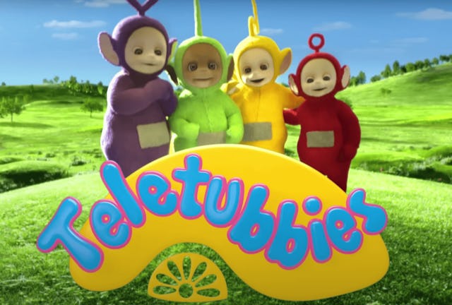 The Teletubbies Standing Over Their Logo