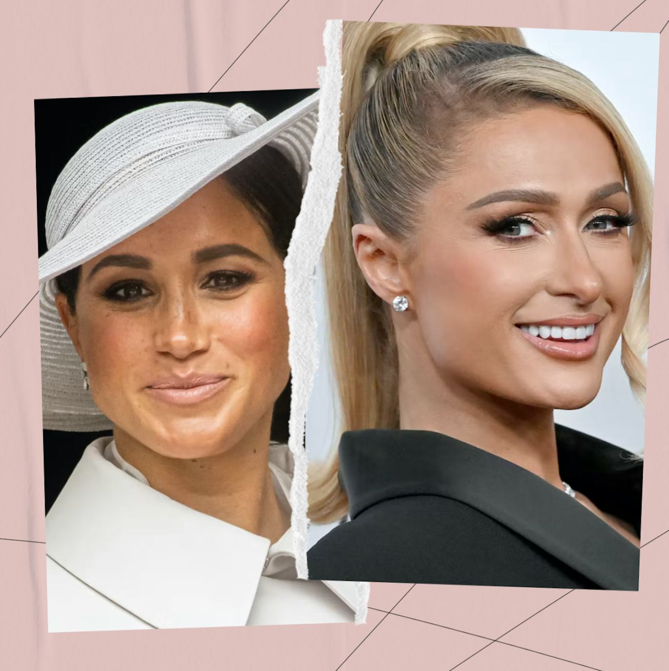 Meghan Markle and Paris Hilton photos next to each other