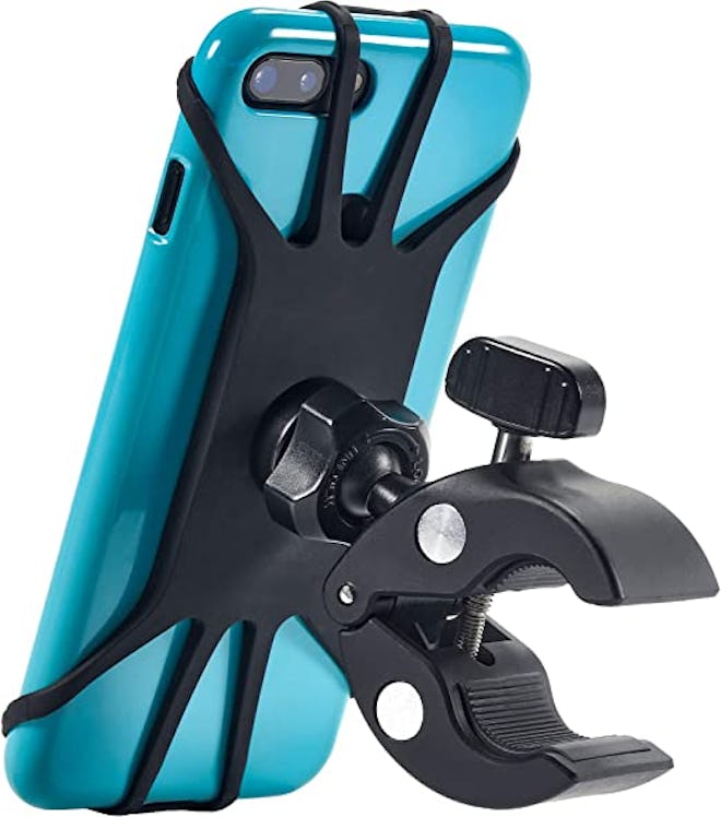 If you're looking for clip-on Peloton phone mounts, consider this one with elastic grips.