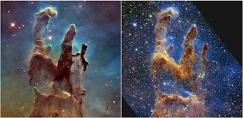Hubble vs JWST side by side 