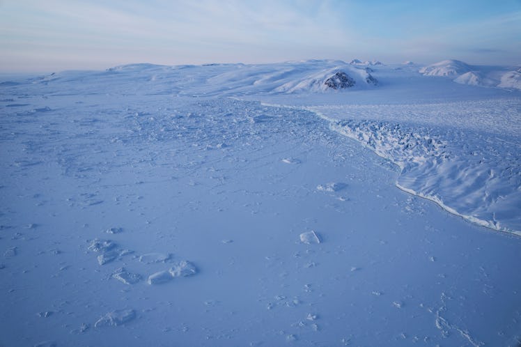 An aerial view of sea ice on Ellesmere Island