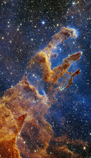 A snapshot of the Pillars of Creation taken by the new Webb Telescope